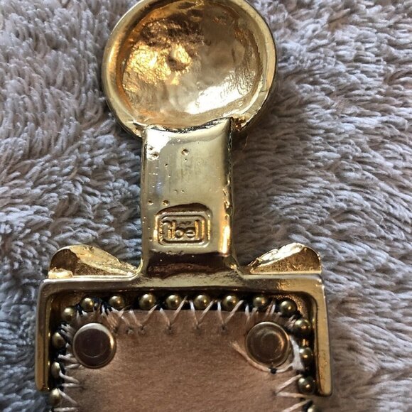 Vintage IBEL Italy Black Suede Adjustable Gold Buckle Details Jewels Waist - Picture 11 of 11